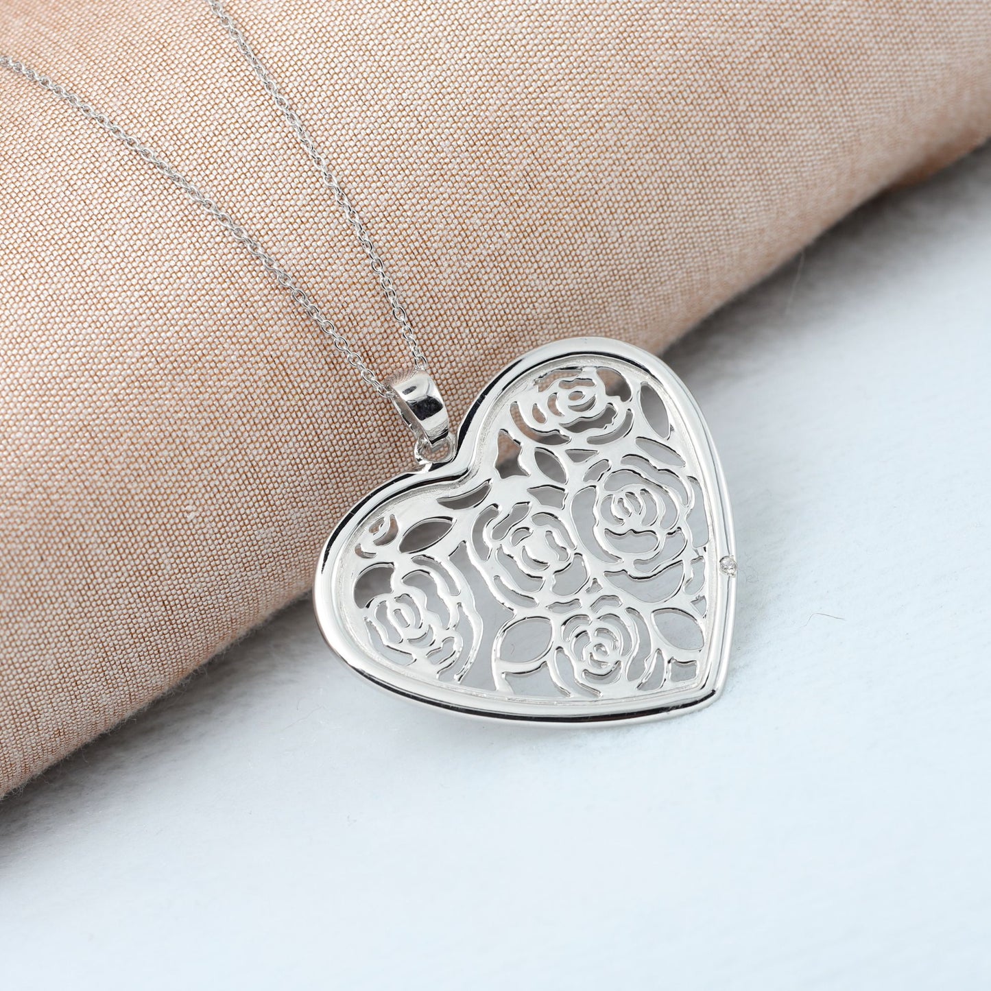 ORNATE HEART PENDANT, LARGE - STERLING SILVER