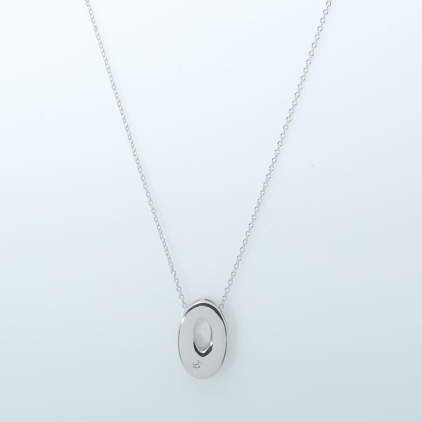 OVAL DROP DOUBLE FRAME PENDANT NECKLACE, SMALL- STERLING SILVER