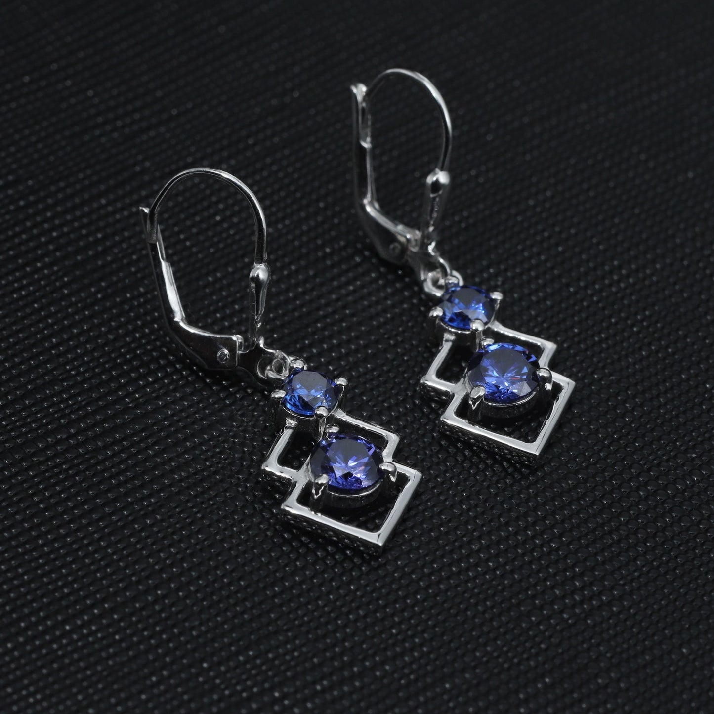 TANZANITE ZIRCONIA DROP EARRINGS - STERLING SILVER