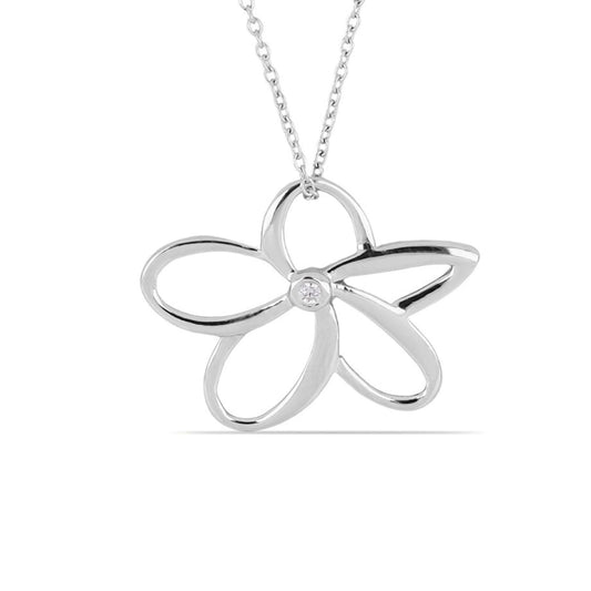 OPEN FLOWER NECKLACE - STERLING SILVER