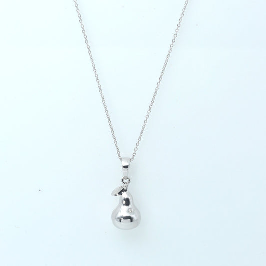 DROP PEAR PENDANT NECKLACE - STERLING SILVER