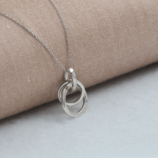 DOUBLE CIRCLE PENDANT NECKLACE - STERLING SILVER
