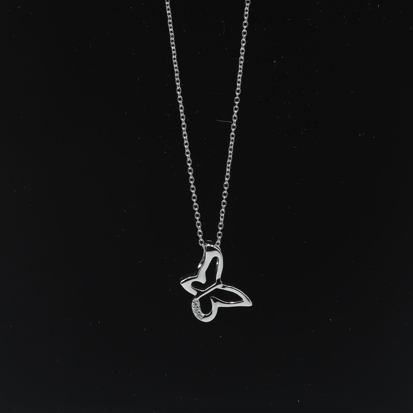 TILTED BUTTERFLY NECKLACE - STERLING SILVER