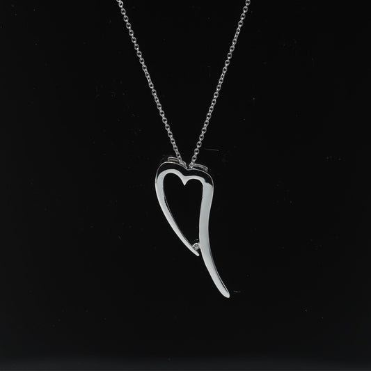 ELONGATED HEART NECKLACE - STERLING SILVER