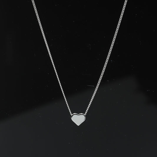 DELICATE SOLID HEART PENDANT NECKLACE - STERLING SILVER