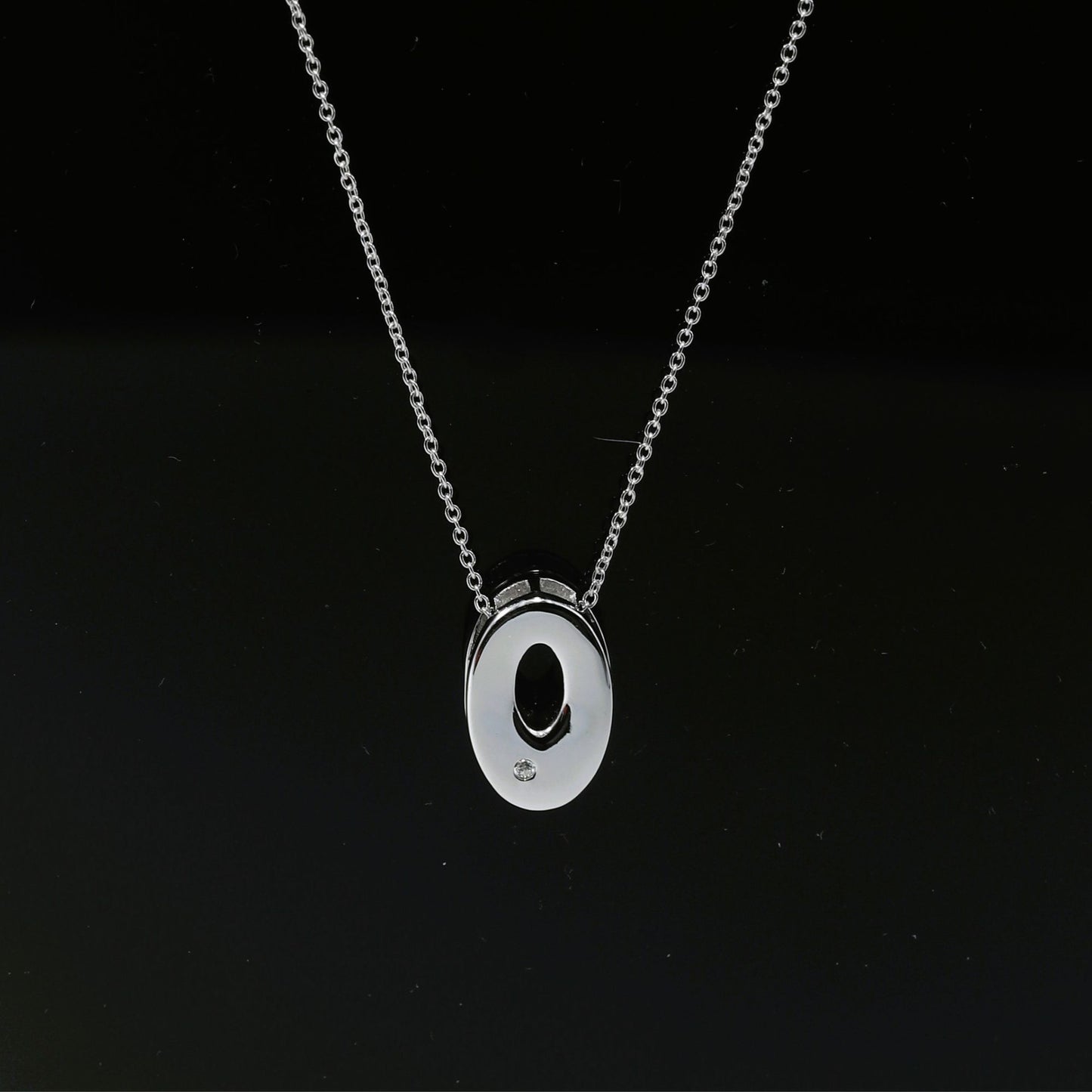 OVAL DROP DOUBLE FRAME PENDANT NECKLACE, SMALL- STERLING SILVER