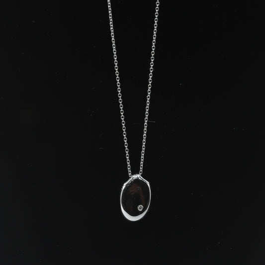 SOLID OVAL PENDANT NECKLACE - STERLING SILVER