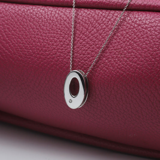 OVAL DROP DOUBLE FRAME PENDANT NECKLACE, SMALL- STERLING SILVER