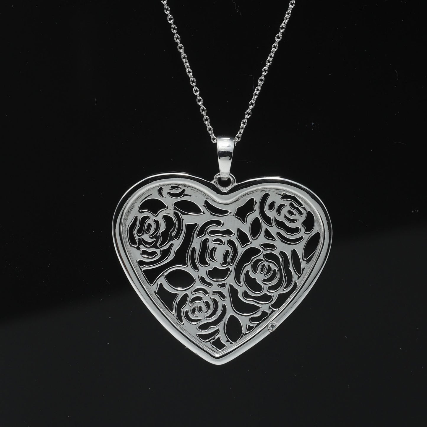 ORNATE HEART PENDANT, LARGE - STERLING SILVER