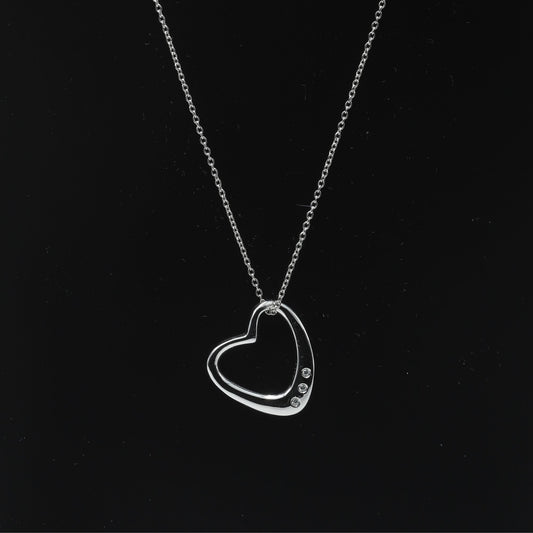 TILTED DREAM HEART NECKLACE - STERLING SILVER