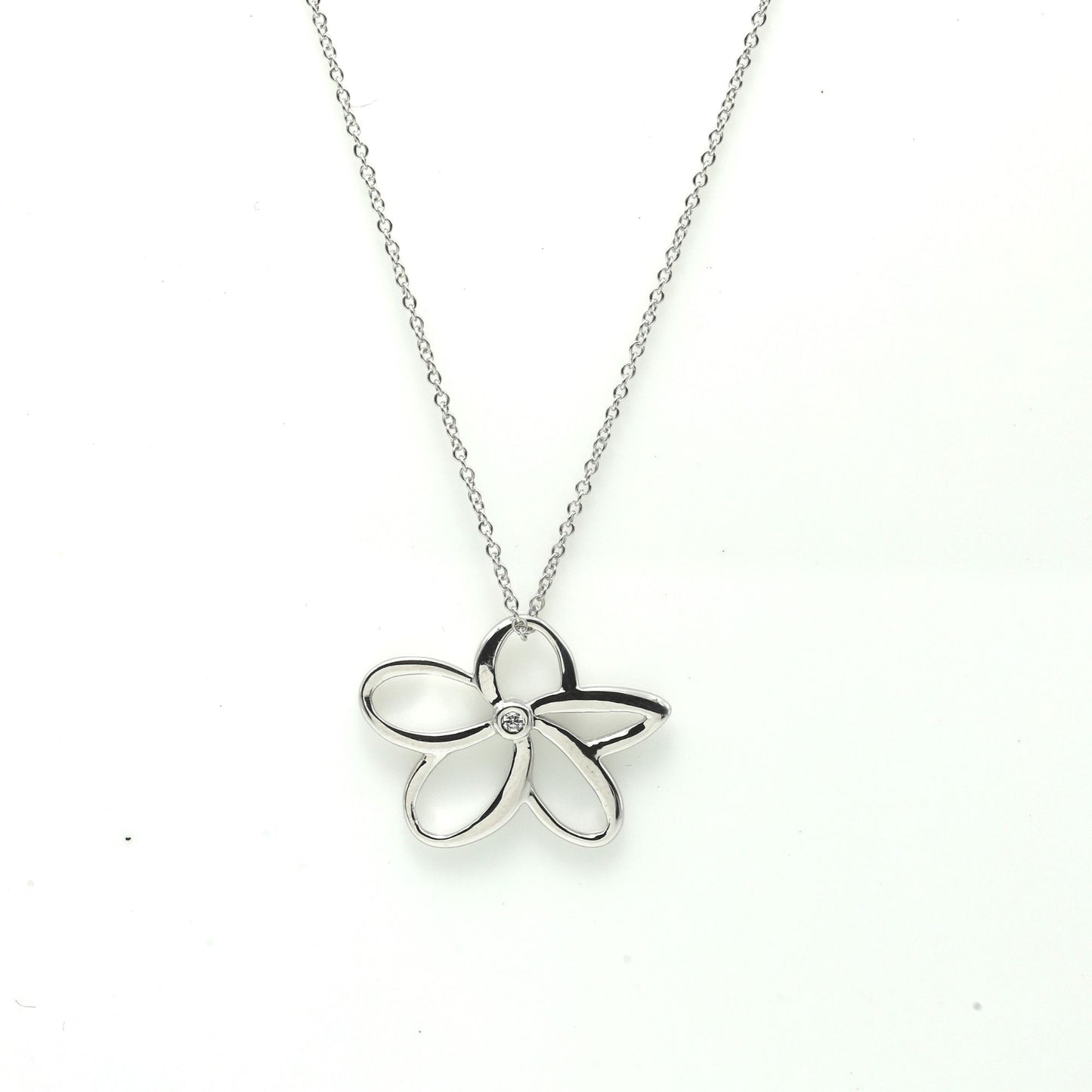 OPEN FLOWER NECKLACE - STERLING SILVER