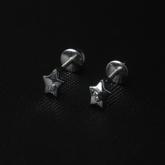SHINING STAR EARRINGS WITH EMBEDDED ZIRCONIA STONES - STERLING SILVER