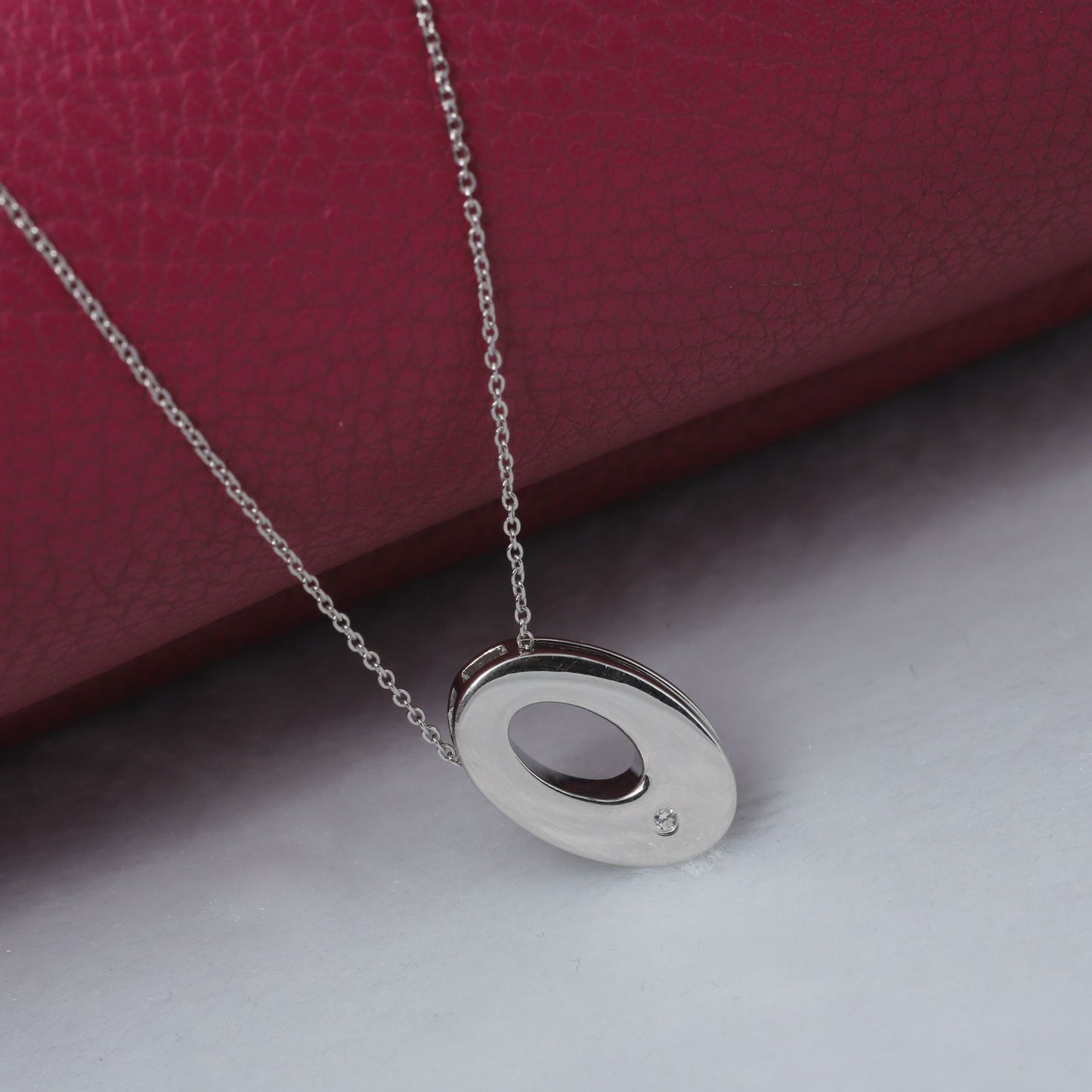 OVAL DROP DOUBLE FRAME PENDANT NECKLACE, SMALL- STERLING SILVER