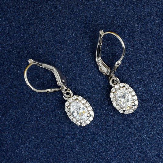 WHITE ZIRCONIA SOLITAIRE DROP EARRINGS IN STERLING SILVER