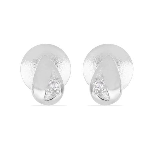 PEAR SHAPED EARRINGS WITH EMBEDDED ZIRCONIA STONES - STERLING SILVER