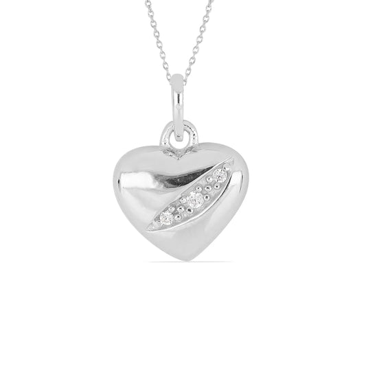 SHINING HEART PENDANT WITH EMBEDDED ZIRCONIA STONES - STERLING SILVER