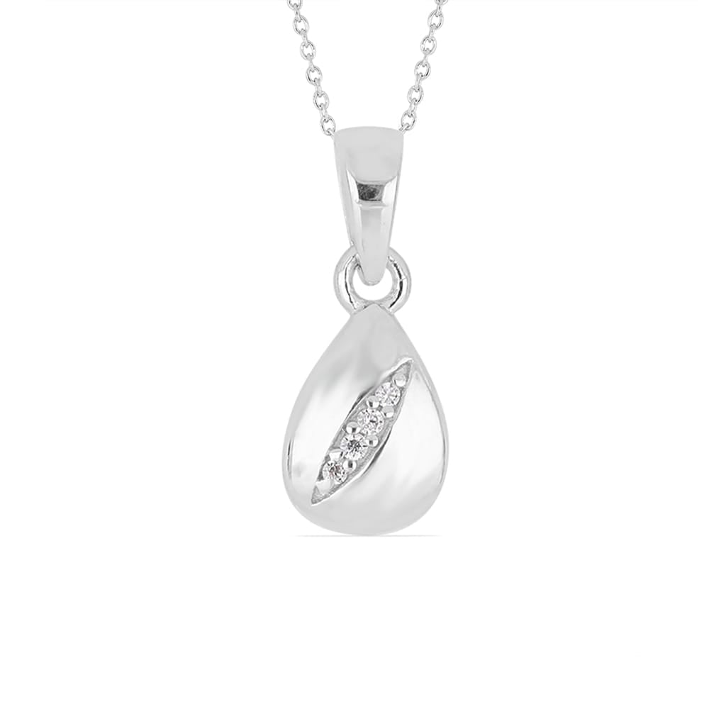 DROP PEAR PENDANT WITH EMBEDDED ZIRCONIA STONES - STERLING SILVER