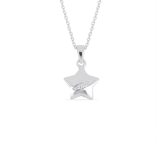 SHINING STAR NECKLACE WITH EMBEDDED ZIRCONIA STONES - STERLING SILVER