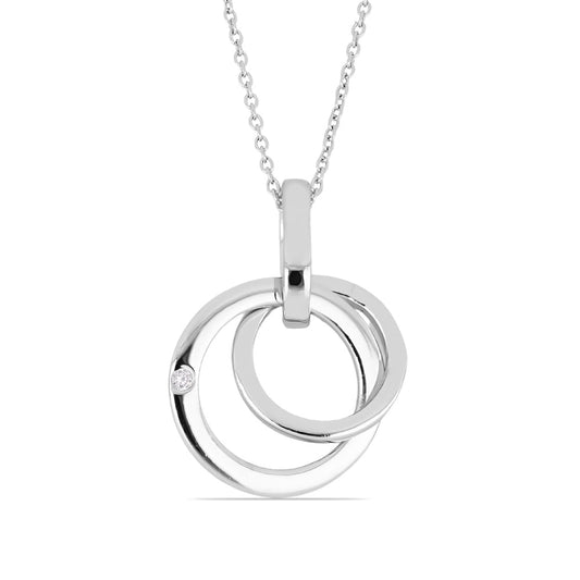 DOUBLE CIRCLE PENDANT NECKLACE - STERLING SILVER