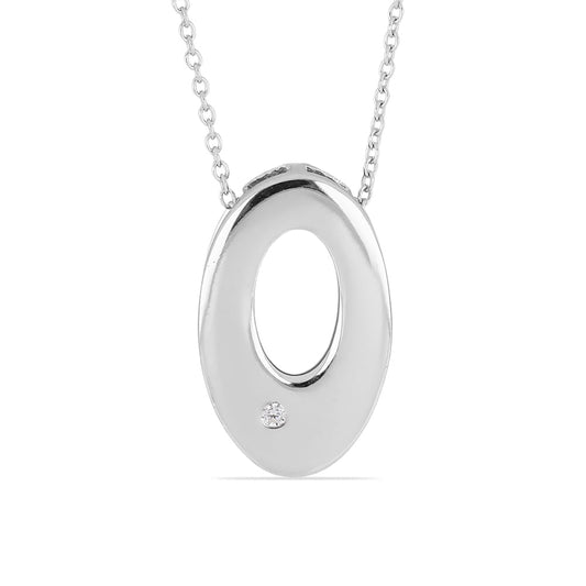 OVAL DROP DOUBLE FRAME PENDANT NECKLACE, SMALL- STERLING SILVER
