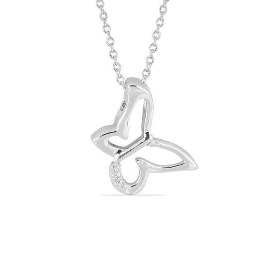 TILTED BUTTERFLY NECKLACE - STERLING SILVER