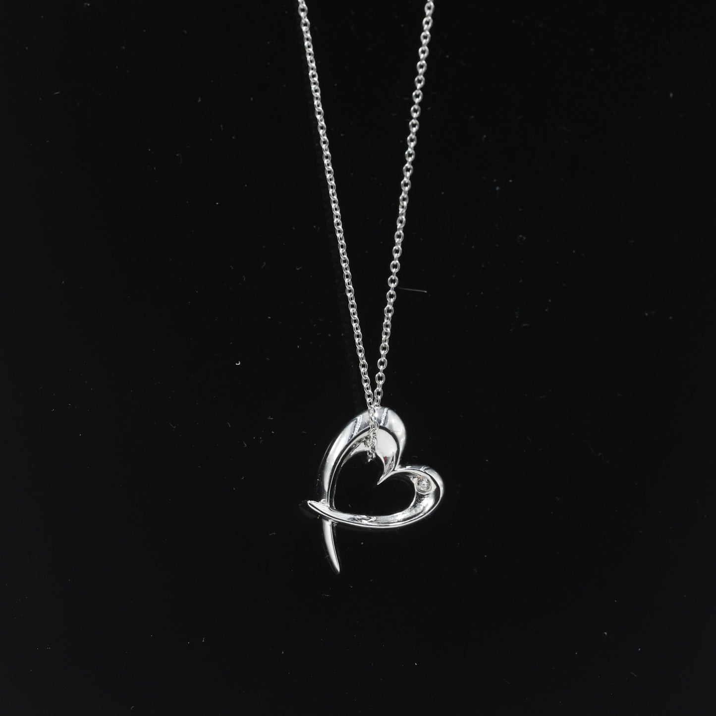 TILTED HEART NECKLACE - STERLING SILVER