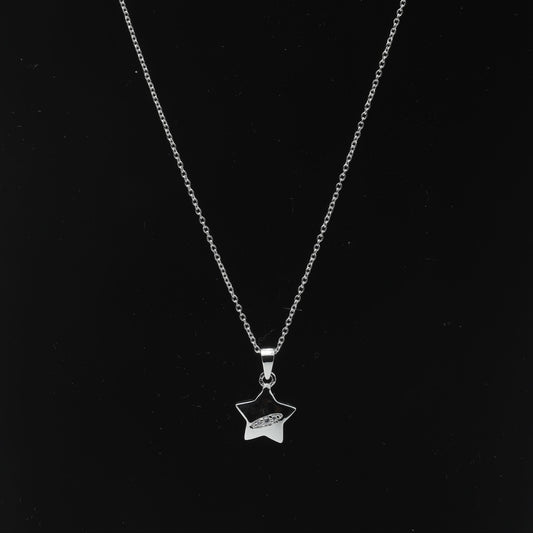 SHINING STAR NECKLACE WITH EMBEDDED ZIRCONIA STONES - STERLING SILVER